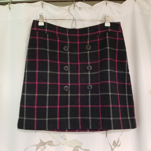 Ann Taylor Loft Plaid Buttonfront Skirt - Picture 1 of 3